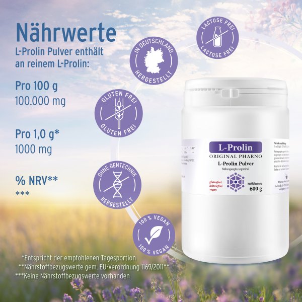 L-Prolin-pulver-600g  Etikett